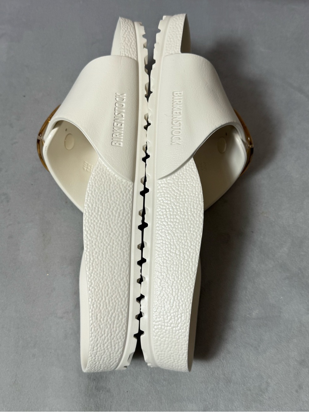 Birkenstock White Madrid EVA Slide with Gold Buckles - Picture 5 of 9